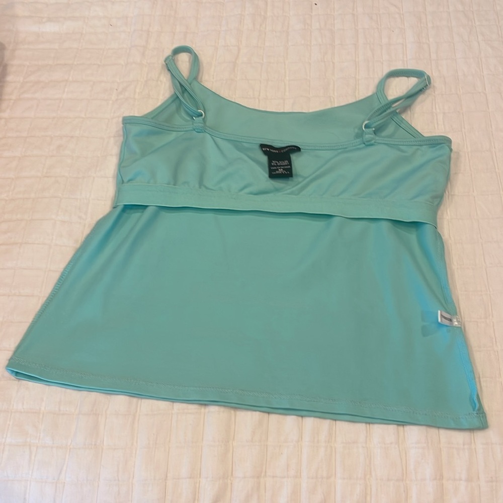 New York & company camisole adjustable spaghetti straps shelf bra turquoise M - Picture 6 of 8